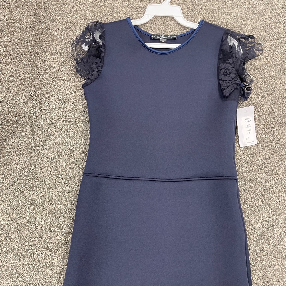 Dolls & Divas Couture Scuba Dress with lace cap sleeve Size 12